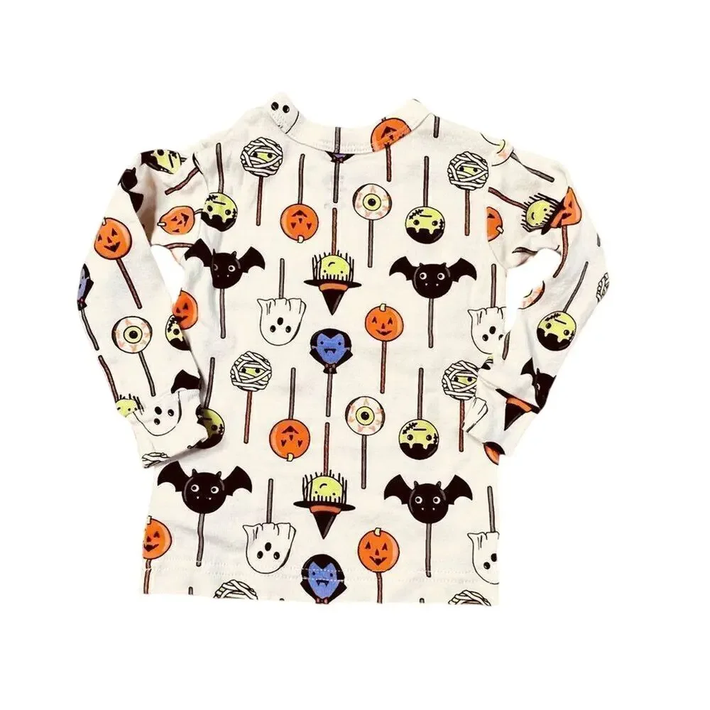 Gap Halloween Dracula Ghosts‎ Bats Cream Ribbed Pajama Pants Set 12-18 month